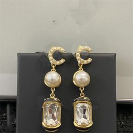 2023 Ccity Oorknopjes Pearl Diamond Drop Gold Earring Designer voor Vrouw Modemerk Niet Vervagen Zilveren Bruiloft vrouwen oorbellen 45