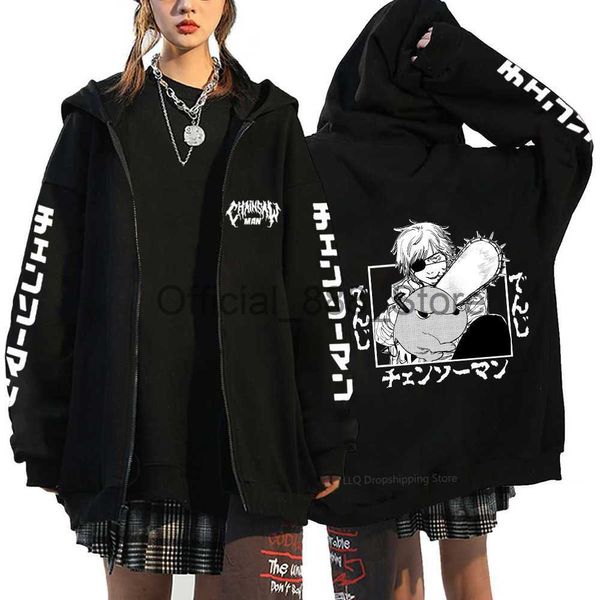 2023 Chainsaw Man Sweatshirts Anime Denji Sweat à capuche Noir Zip Sweats à capuche Makima Graphic Zipper Vestes Streetwear Power Pochita Jacket x0831