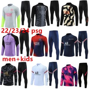 2023 Chandal PsgeS Survêtements Kit d'entraînement Survetement Foot Tuta Retro Futbol MessiS Mbappe Football Football Hommes et Enfants 23 24 Paris Maillot OM Jerseys camisetas