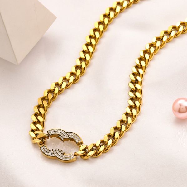 2023 Channel Gold Choker Luxury Femmes Diamond Colliers Designer Love Party Gift Jewelry Colliers Fashion Couple de mariage Collier Charme