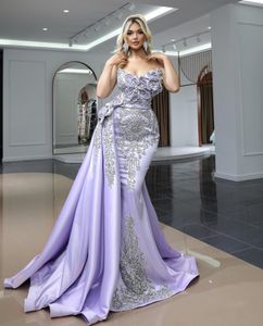 2023 Chic sirène fendue robe de soirée avec train détachable chérie perlée formelle arabe robes de bal sur mesure
