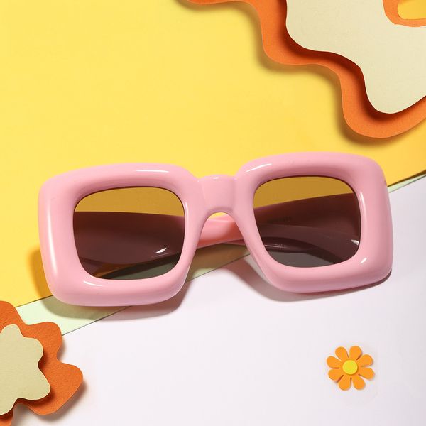 2023 niño lindo marco cuadrado gafas de sol niños blanco rosa amarillo moda niños niñas protección UV400 gafas SG612