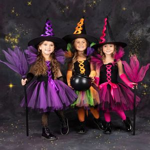 2023 Enfant Enfants Sorcière Costume Filles Halloween Pourim Carnaval Fête Mardi Gras Fantasia Fantaisie Enfant Princesse Robe Cosplay 240318