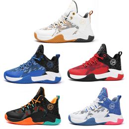 2023 basketbalschoenen voor kinderen jongen meisje ademend hoog wit blauw zwart oranje rood gouden trainers buitensporten kleur 5