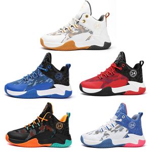 2023 zapatos de baloncesto para niños niño niña transpirable alto blanco azul negro naranja rojo dorado entrenadores deportes al aire libre color 5