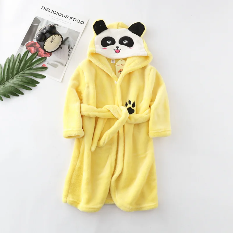 2023 Children's Pajamas Winter Toddler Flannel Pajamas Robes Boy Girl Hooded Bathrobe Baby Homewear Clothing Kids Jacket Coat