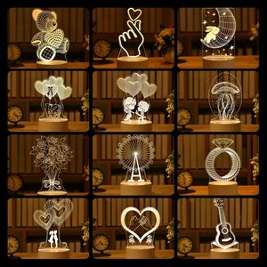 2023 Kinderlichten Nachtlichten Romantische liefde 3D Acryl Neon Sign Led Lamp voor thuistafellamp Verjaardag Valentijnsdag Bed Light