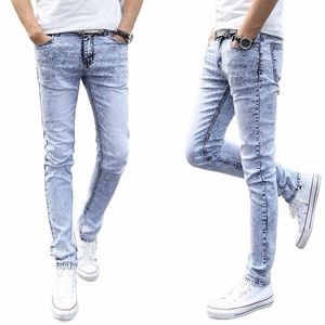 2023 CHOLYL Nieuwe Lichtblauw Skinny Jeans Mannen Lente Zomer Slanke Denim Jeans Mannen Cott Elastische Denim Broek hoge kwaliteit r85v #
