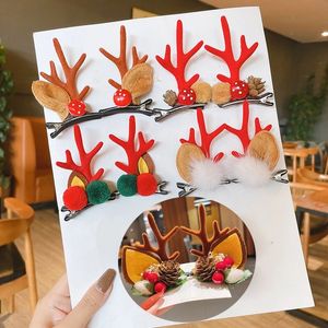 2023 Navidad Elk Antlers Hair Clip Cute Deer Ear Horquillas Niños Fiesta de Navidad Barrettes Clips Accesorios para el cabello GC0914