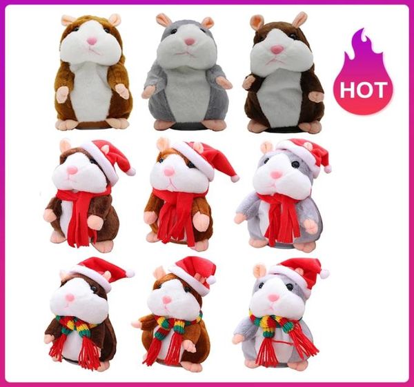 2023 Cadeau de Noël Jouets en peluche électriques Hamster intéressant parlant PlushDolls marchant des enregistrements parlants Répéter l'éducation voic3595862