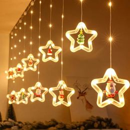 2023 Lumières de Noël LED Fournitures de décoration Lumières d'arbre de Noël Ornement de Noël Navidad Rideau lumineux suspendu String 1017
