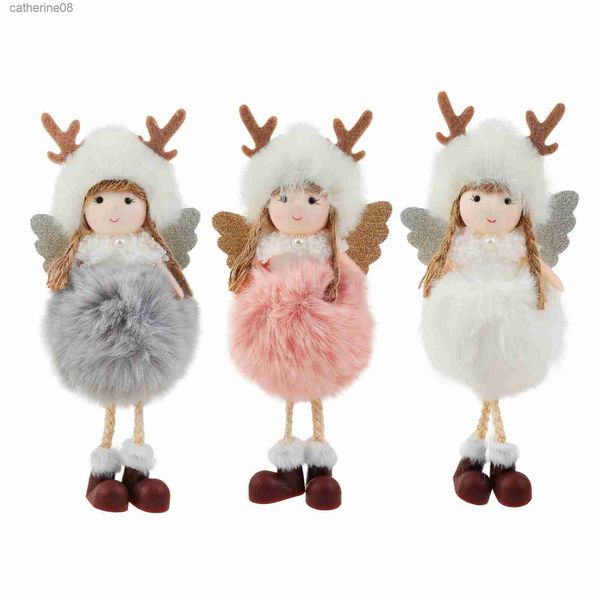 2023 Navidad astas de peluche Ángel encanto Diy bendición ornamento árbol de Navidad colgante Año Nuevo 2024 decoración del hogar L230621