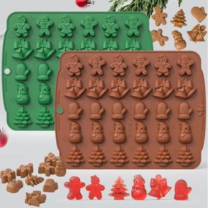 2023 Kerstmis Siliconen Chocolade Mot Geperebread Man Xmas Tree Sneeuwman Handschoenen Gummy Candly Mold Kitchen Party Diy Baking Tool