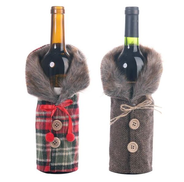 2023 Sacs à vin de Noël Housse de bouteille anti-poussière Vêtements Sac d'emballage Pochettes à champagne Décoration de table de fête de Noël Bonne année Bouteilles de Noël créatives