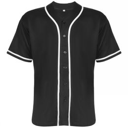 Maillot de Baseball universitaire à rayures pour hommes, chemises de rue à manches courtes, noir, blanc, bleu, chemise de Sport, UBX65Z2002