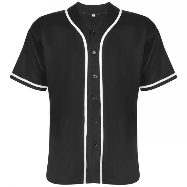 Maillot de Baseball universitaire à rayures pour hommes, chemises de rue à manches courtes, noir, blanc, bleu, chemise de Sport, UBX65Z2002