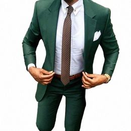 2023 Stad Casual Gentleman Donkergroen Bruiloft Bruidegom Suits Kostuum Homme Mariage Terno Masculino Slim Fit Beste Man Blazer P2c3 #