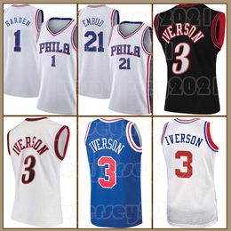 2023 City New basketbalshirt James Harden Joel Embiid Tyrese Maxey Retro Allen Iverson Julius Erving Philadelphias 76eres 75-jarig jubileumshirt