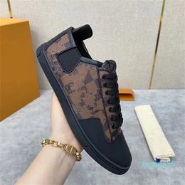 2023 homens clássicos sapatos de grife amarrar preto marrom moda luxo impresso mens tênis treinadores sapato