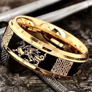 2023 Cool Goud Kleur Mannen Draak Patroon Crystal Animal Ringen Punk Man Sieraden Voor Party Bruiloft Accessoires L230620