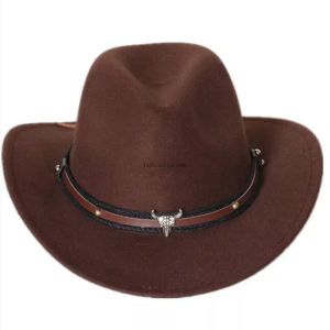 2023 Cowboy Top Hat pour Femmes Hommes Fedora Chapeaux Fedoras Femme Mode Feutre Cap Homme Automne Hiver Casquettes Trilby Fête De Noël Cadeau 16 couleurs