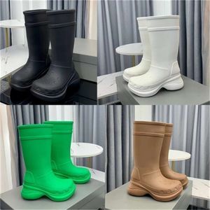 2023 Crocboots Hommes Femmes Bottes de pluie genou haute neige noir blanc marron serrure hiver mode talons hauts imperméables cuissardes hautes