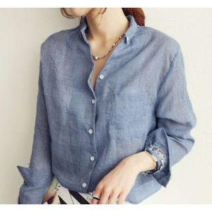 2023 Cross Border NOUVEAU Vêtements féminin Fashion Coton Cotton Linn Coton Shirt Women's Lot Loose Loose Loose Sun Protection Vêtements