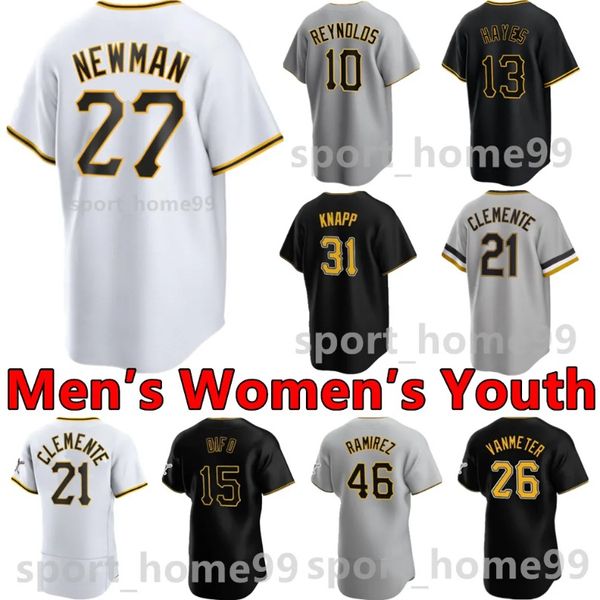 2023 PP personnalisé 15 Oneil Cruz Jersey 27 Kevin Newman 10 Bryan Reynolds 21 Roberto Clemente 14 Rodolfo Castro 60 Liover Peguero 8 Willie Stargell Maillots de baseball