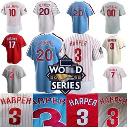 2023 Custom 17 Rhys Hoskins 3 Bryce Harpe Jersey 7 Trea Turner 10 JT Realmuto Men Women Jeugd elke naam 12 Schwarber Jerseys gestikt