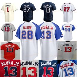 2023 Ciudad personalizada Connect Jersey 13 Ronald Acuna Jr. 27 Austin Riley Matt Olson Harris II Spencer Strider Ozzie Albies Jones Eddie Rosario Max Fried Baseball Jerseys