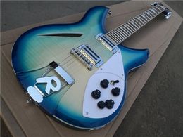 Guitarra eléctrica personalizada 2023, cuerpo de tilo, cuello masculino, diapasón de palisandro, guitarra azul, guitarra eléctrica de 12 cuerdas