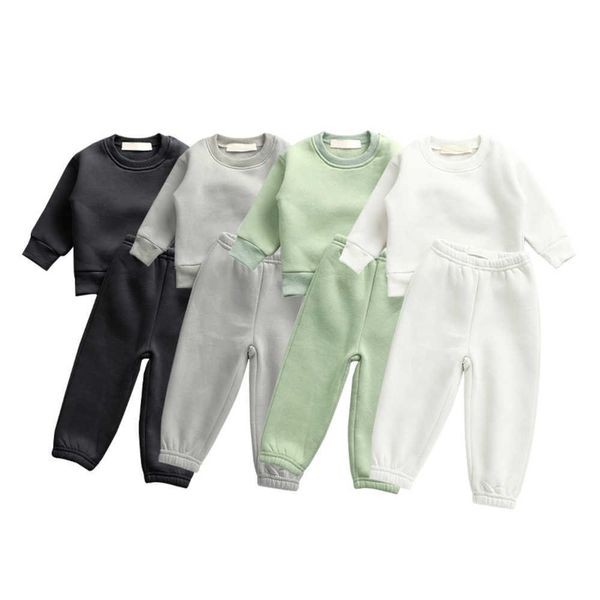 2023 bordados personalizados para niños juegos de ropa para niños sólido color sólido Terry boutique baby track