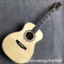2023 custom gitaar, massief sparren bovenblad, ebbenhouten toets, palissander zijkanten en achterkant, 39" OM hoogwaardige 45 akoestische gitaar,
