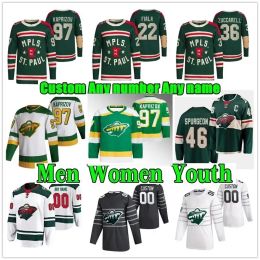 2023 Custom Men Minnesota'''wild'97 Kirill Kaprizov Reverse Retro Hockey Jersey Marc-Andre Fleury Wild46 Jared Spurgeon Mats Zuccarello Ma