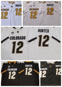 2023 Aangepaste NCAA Colorado Buffaloes voetbaljersey 12 Travis Hunter Black and White, Custom Any Name Message Us XD
