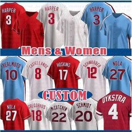 2023 Custom Philadelphia S-4XL 3 Bryce Harpe Jersey 7 Trea Turner 17 Rhys Hoskins 10 JT Realmuto Heren Dames Jeugd elke naam 12 Schwarber truien gestikt