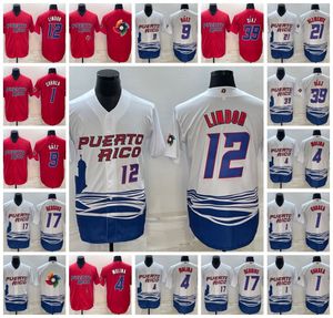 2023 Jerseys de baseball Porto Rico personnalisé - cousu personnalisé avec Clemente Stroman Melendez Velazquez Hernandez