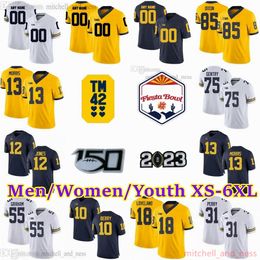 Maillot de football personnalisé S-6XL NCAA Michigan Wolverines 2 Blake Corum 9 J.J. McCarthy 44 Max Bredeson 55 Mason Graham 17 Braiden McGregor 32 Jaylen Harrell 3 Keon Sabb