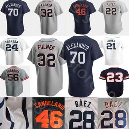 2023 Aangepaste top S-4XL honkbalshirt 28 Javier Baez 24 Miguel Cabrera Jonathan Schoop 8 Robbie Grossman Niko Goodrum Eric Haase Akil Baddoo Jerseys