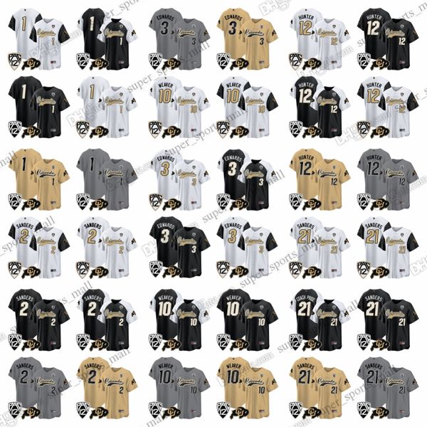 2023 Custom XS-6XL Colorado Buffaloes Baseball Jerseys 2 ponceuses Shedeur 12 Travis Hunter 10 Xavier Weaver 3 Dylan Edwards 21 Shilo Sanders