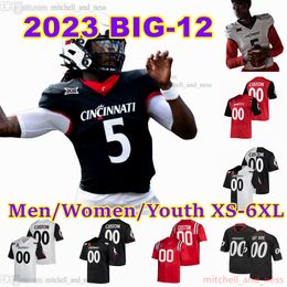 2023 Custom XS-6XL NCAA Cincinnati Bearcats voetbalshirt 5 Emory Jones 1 Ahmad Sauce 2 Dee Wiggins 0 Jowon Briggs 3 Evan Prater 0 Braden Smith Aaron Turner Montgomery