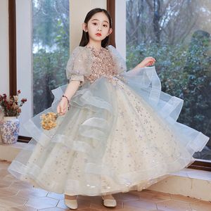 2023 Robes de fille de fleur mignonnes pour le mariage Appliques florales Filles Pageant Robe Anniversaire luxe bling robes sexy Lilttle Kids Anniversaire Pageant Robes de mariée