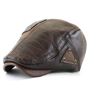 2023 papa hiver Ivy casquette femme sboy chapeau homme PU cuir béret noir café clair café bleu foncé 5560cm 240226