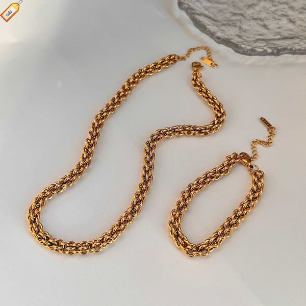 2023 Dazan nuevo 18k chapado en oro sin deslustre acero inoxidable Vintage maíz Twist collar indio conjunto de joyería de lujo para mujeres