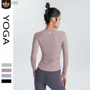 2023 Desginer Al Yoga t Korte Top Top Afslankende Huid Ademend Stretch T-shirt met lange mouwen Sport Hardlooptraining Fitnesspak