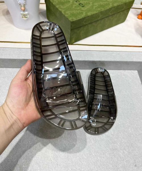 2023 design printemps et été nouvelles pantoufles transparentes mode plastique plat hommes femmes cristal à bout ouvert dos vide sals liquidation de chaussures