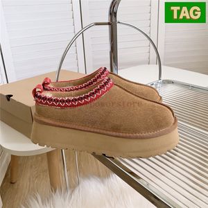 2023 Designer Australia Boots Classic Ultra Mini Tazz Suede platform Sneeuwschoen dames slippers schapenvacht shearling kastanje antilope brownj