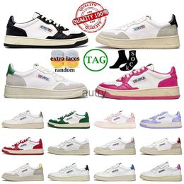 2023 Designer Autrys Action Casual Damesschoenen Autries Medaillewinnaar Platform Sneakers VS Bovenwerk Tweekleurig Roze Zwart Gouden Panda Lows Loafers Outdoor Dames Heren Trainers