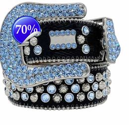 2023 Designer Bb-riem Simon Riemen voor heren Dames Glanzende diamanten riem Zwart op zwart Blauw wit veelkleurig met bling strasssteentjes als geschenk 100-125 cml