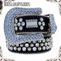 2023 Designer Bb Belt Simon Cinturones para hombres Mujeres Cinturón de diamantes brillantes Negro sobre negro Azul blanco multicolor 123458